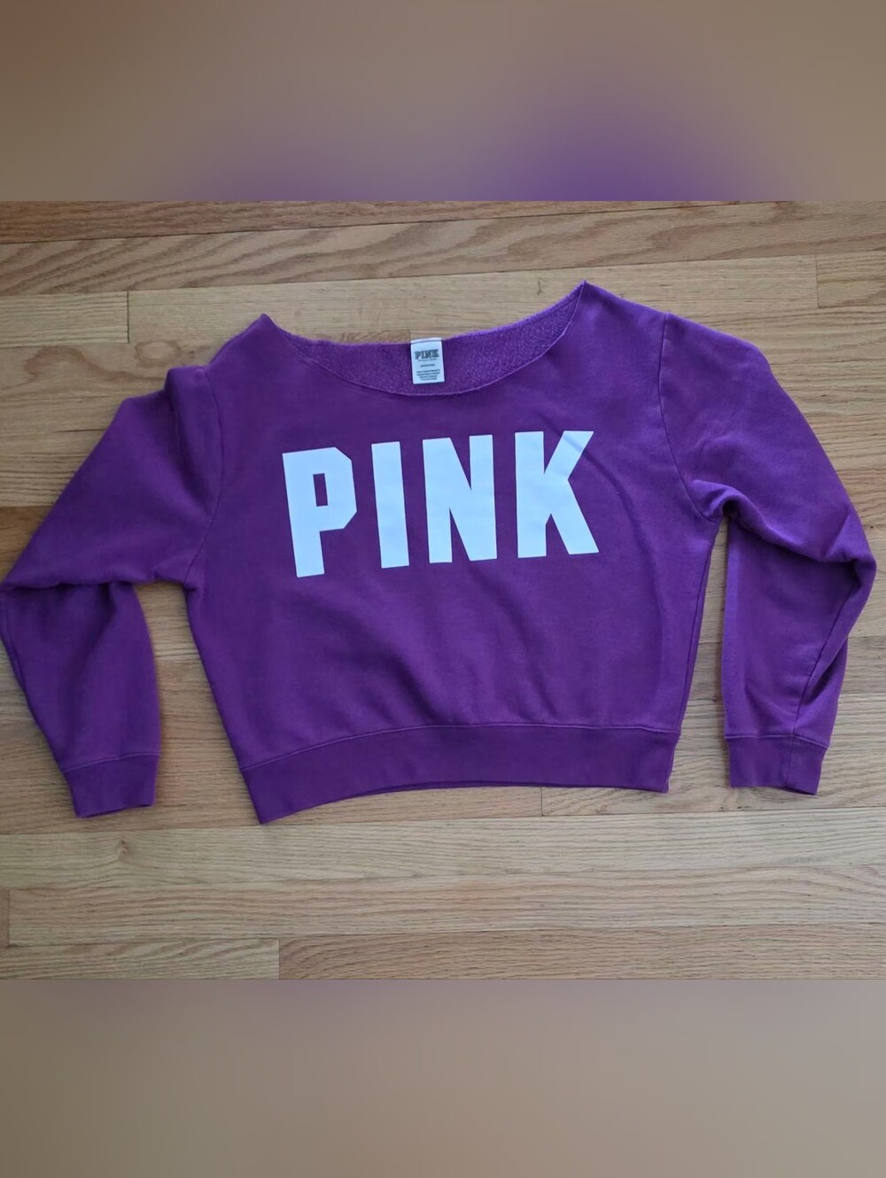 PINK Victoria's Secret Women's L Purple PINK Logo Cropped Sweatshirt